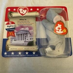 Ty Beanie Babies McDonald's 2000 Righty the Elephant Collectible Y2K USA